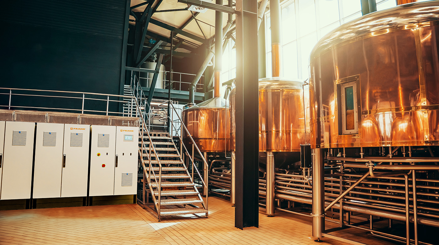 Ein FRANK Dampfgenerator wird in einer Brauerei zum Erhitzen eingesetzt.